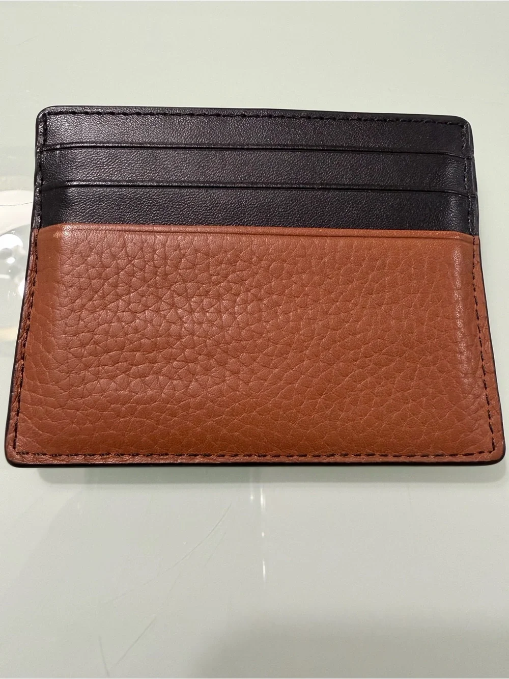 Michael Kors Black and Brown Pebble Leather Card Case